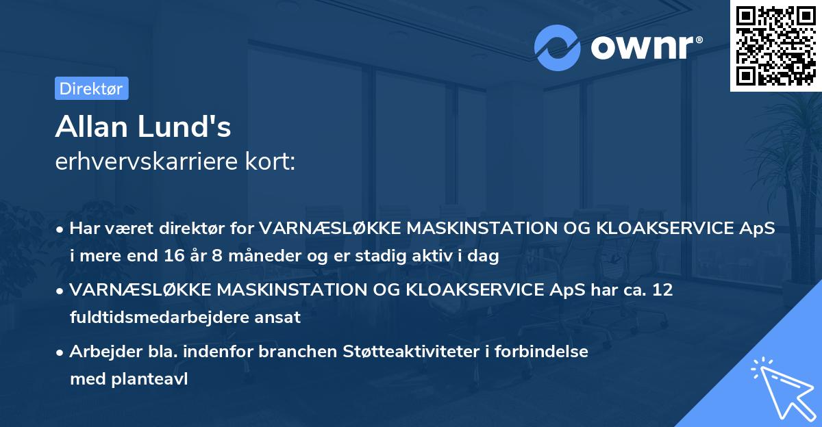 Allan Lund's erhvervskarriere kort
