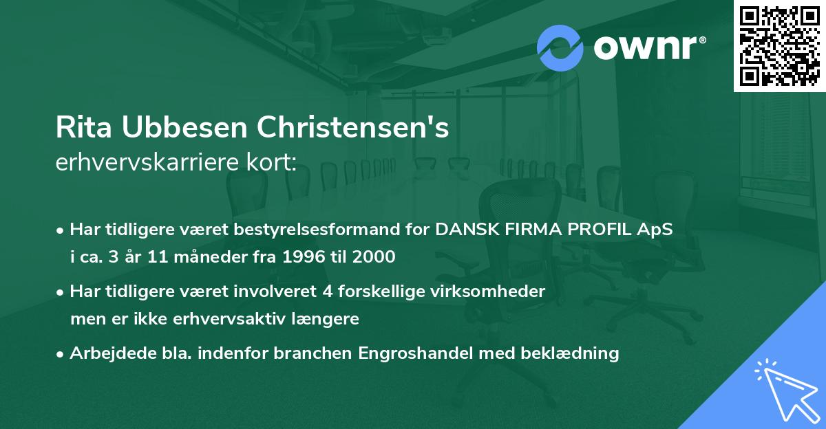 Rita Ubbesen Christensen's erhvervskarriere kort