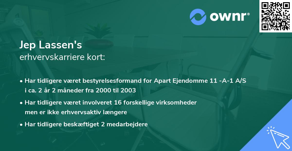 Jep Lassen's erhvervskarriere kort