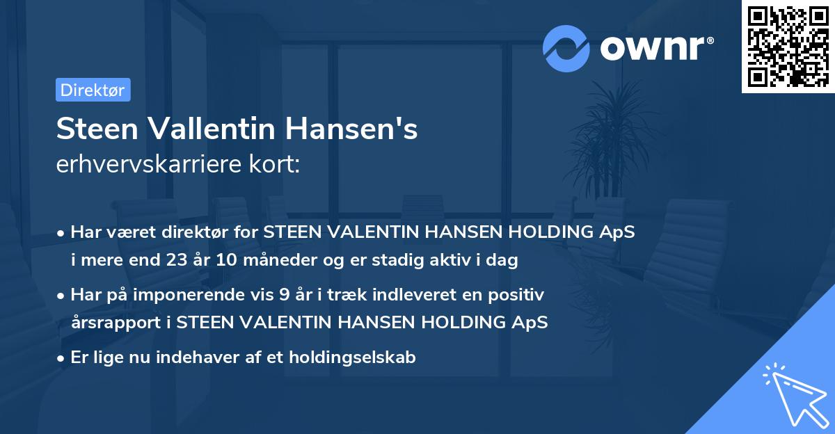 Steen Vallentin Hansen's erhvervskarriere kort