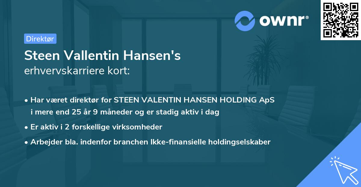Steen Vallentin Hansen's erhvervskarriere kort