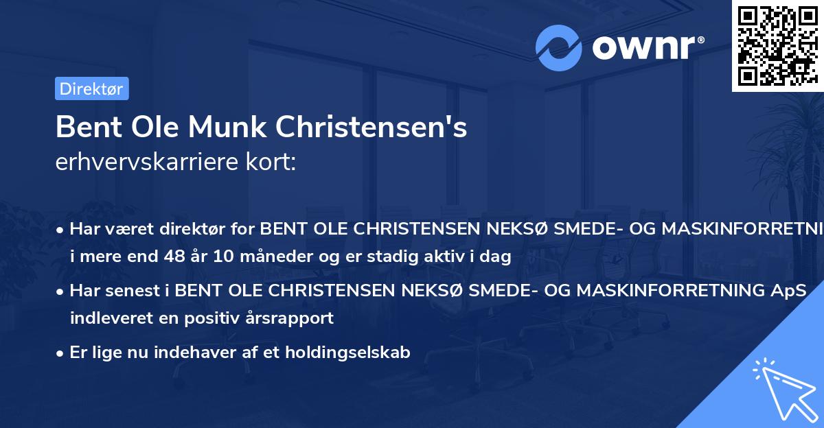 Bent Ole Munk Christensen's erhvervskarriere kort