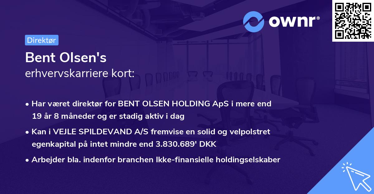 Bent Olsen's erhvervskarriere kort