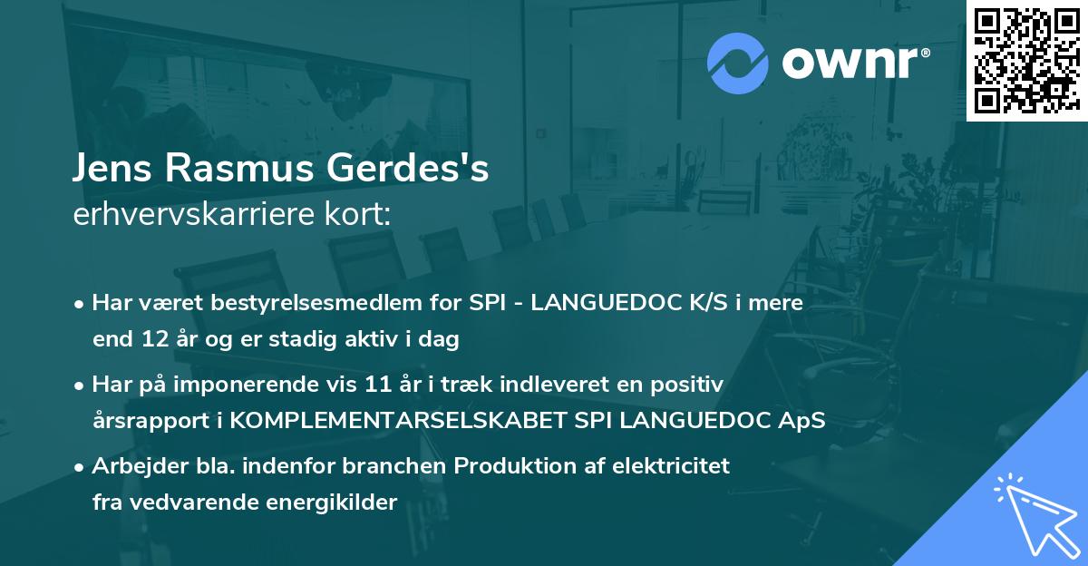 Jens Rasmus Gerdes's erhvervskarriere kort