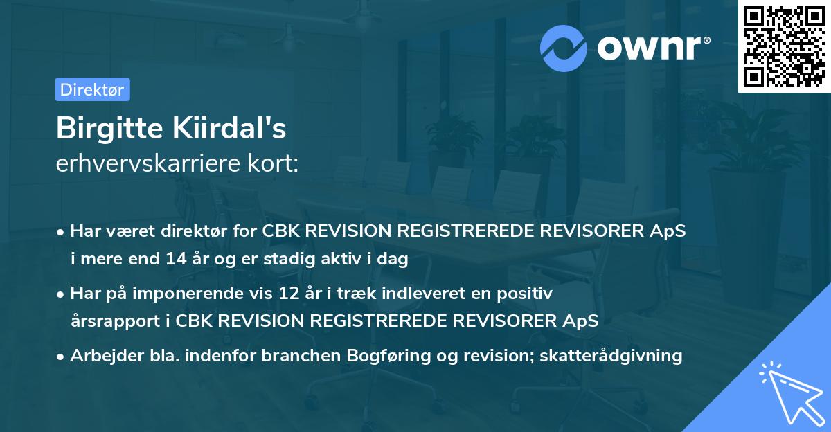 Birgitte Kiirdal's erhvervskarriere kort