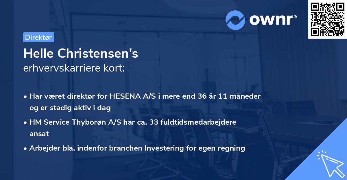 Helle Christensen's erhvervskarriere kort