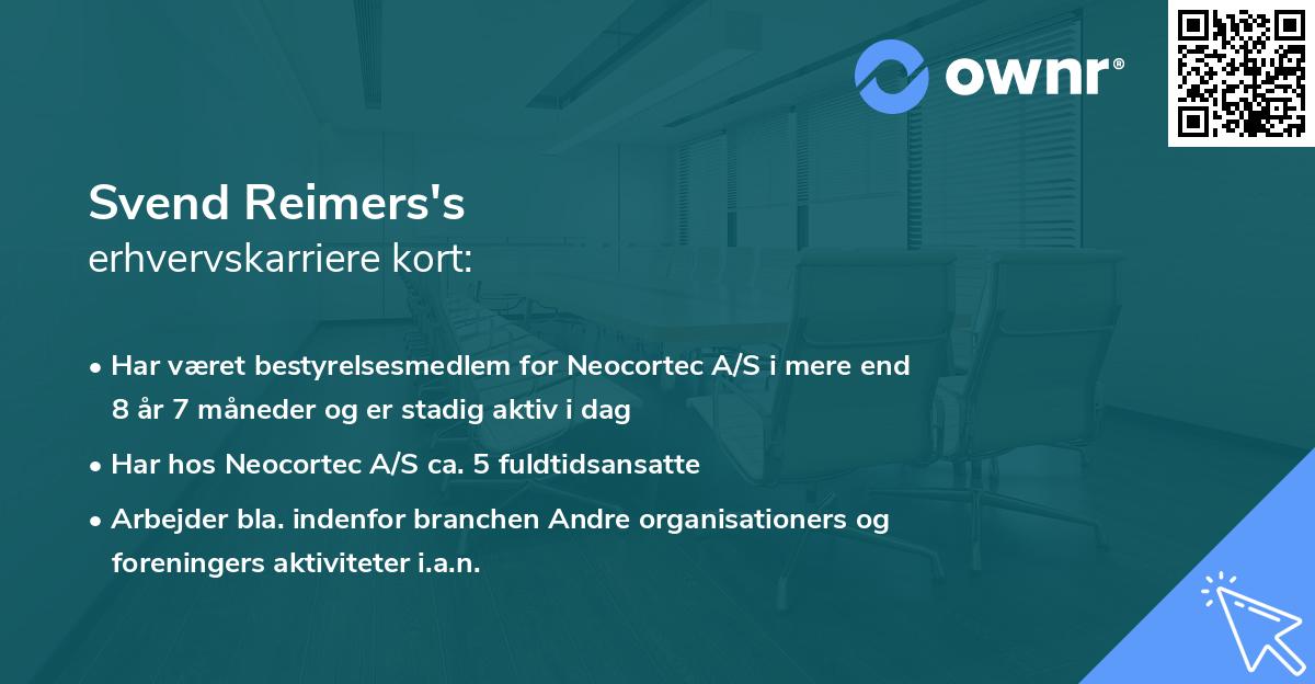 Svend Reimers's erhvervskarriere kort