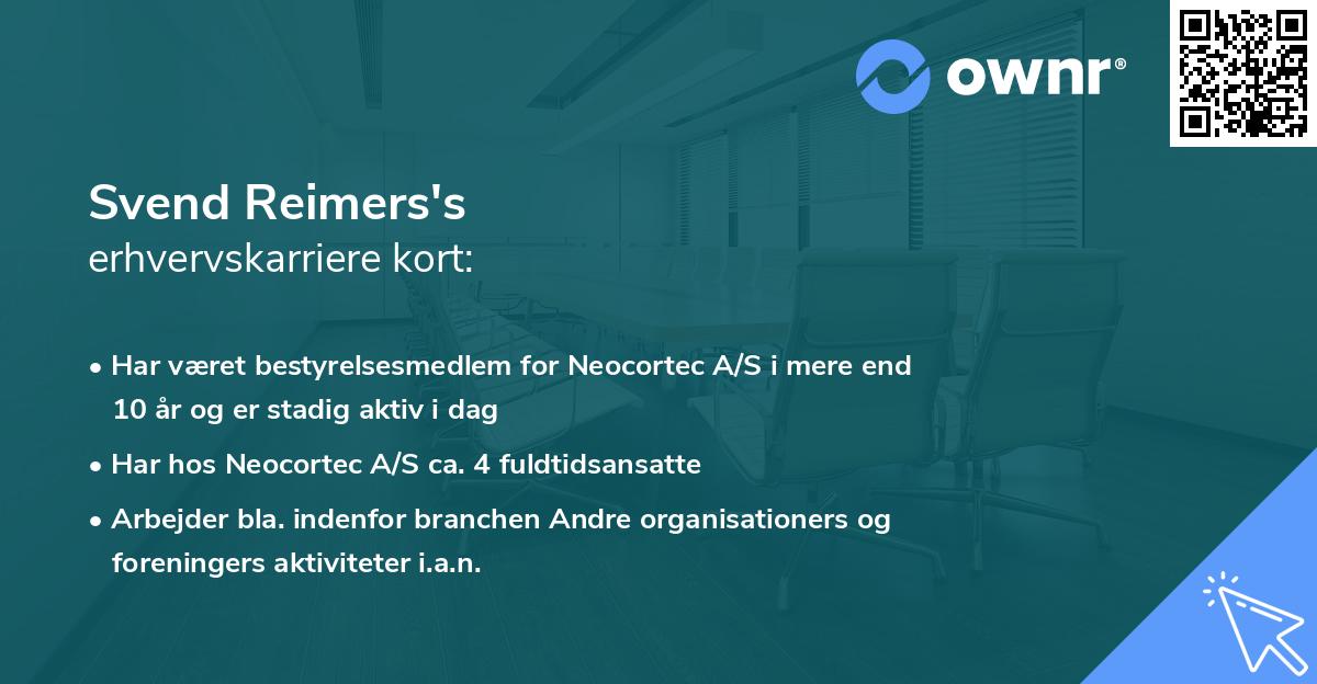 Svend Reimers's erhvervskarriere kort
