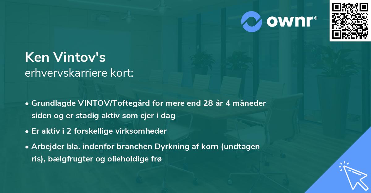 Ken Vintov's erhvervskarriere kort