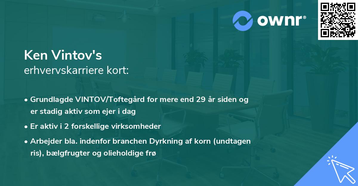 Ken Vintov's erhvervskarriere kort