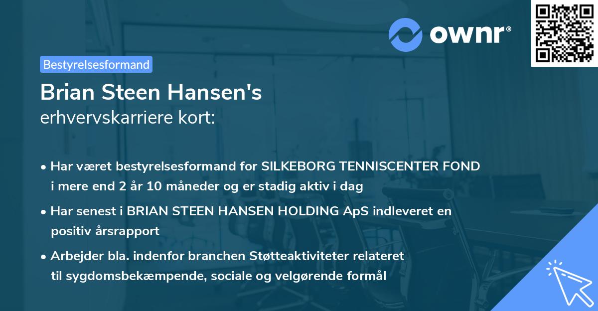 Brian Steen Hansen's erhvervskarriere kort