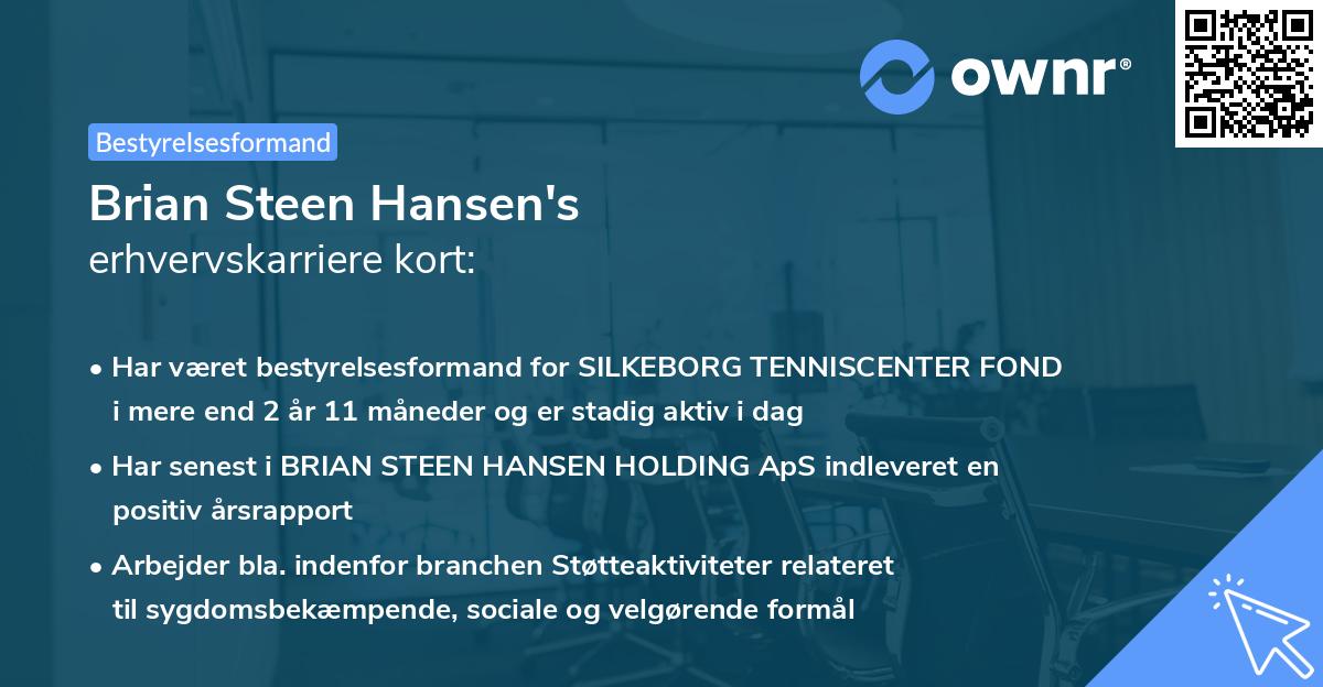 Brian Steen Hansen's erhvervskarriere kort