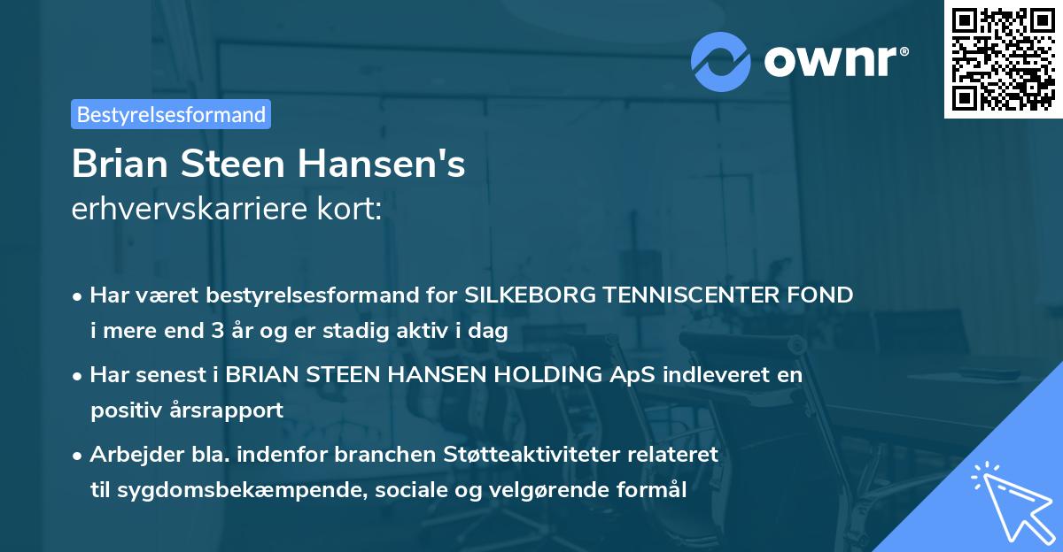 Brian Steen Hansen's erhvervskarriere kort