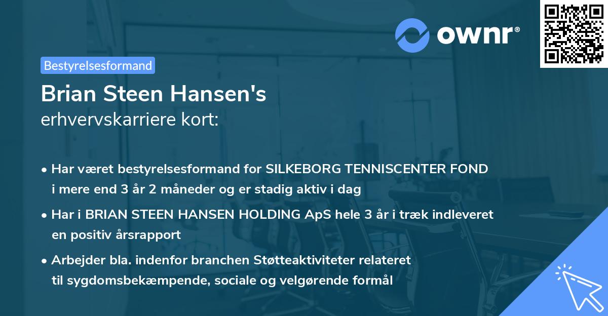 Brian Steen Hansen's erhvervskarriere kort