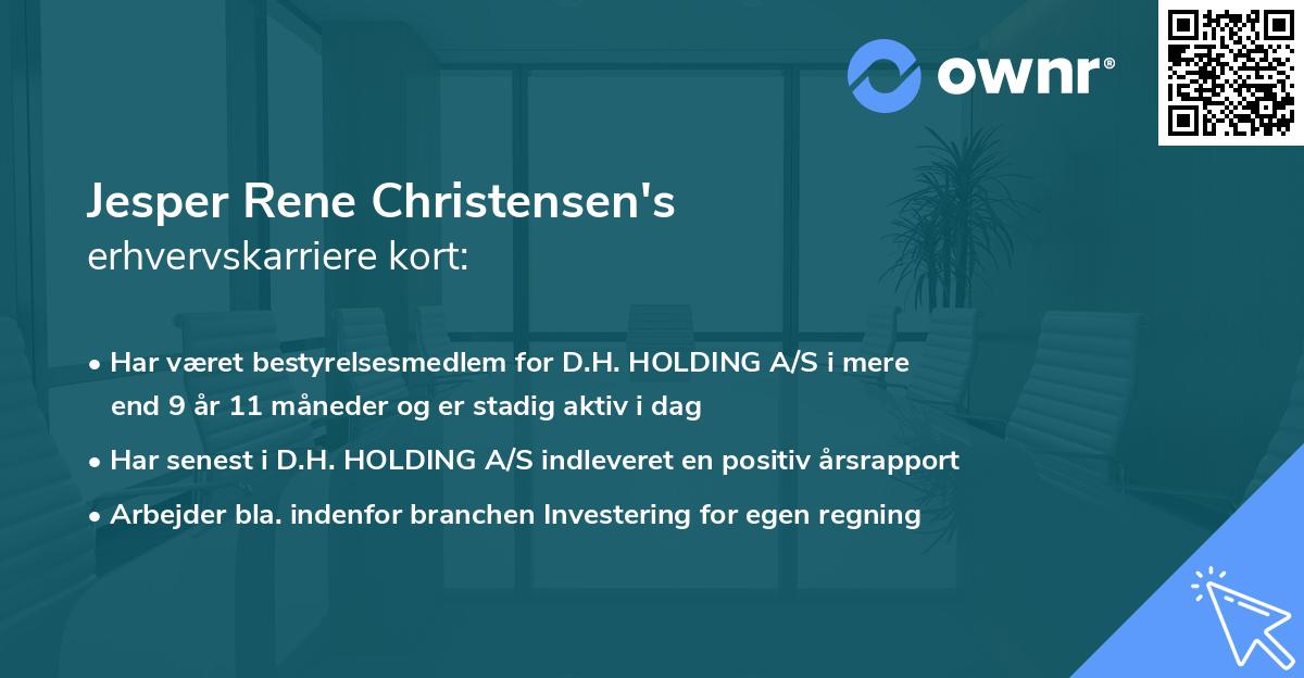 Jesper Rene Christensen's erhvervskarriere kort