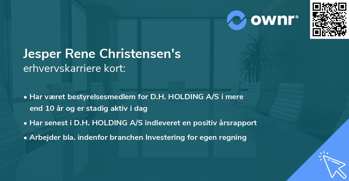 Jesper Rene Christensen's erhvervskarriere kort