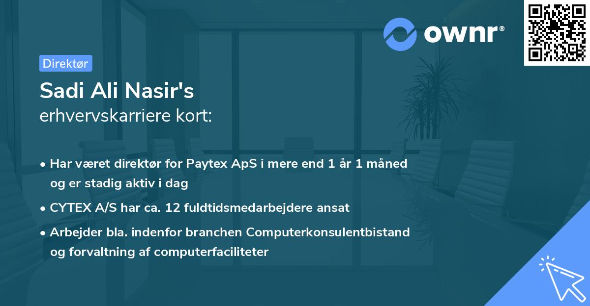 Sadi Ali Nasir's erhvervskarriere kort