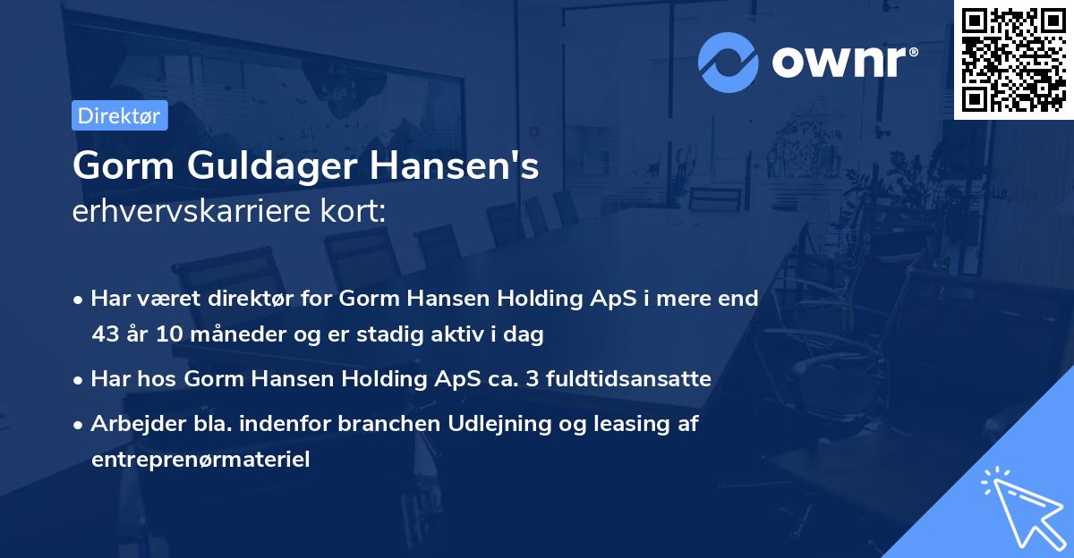 Gorm Guldager Hansen's erhvervskarriere kort