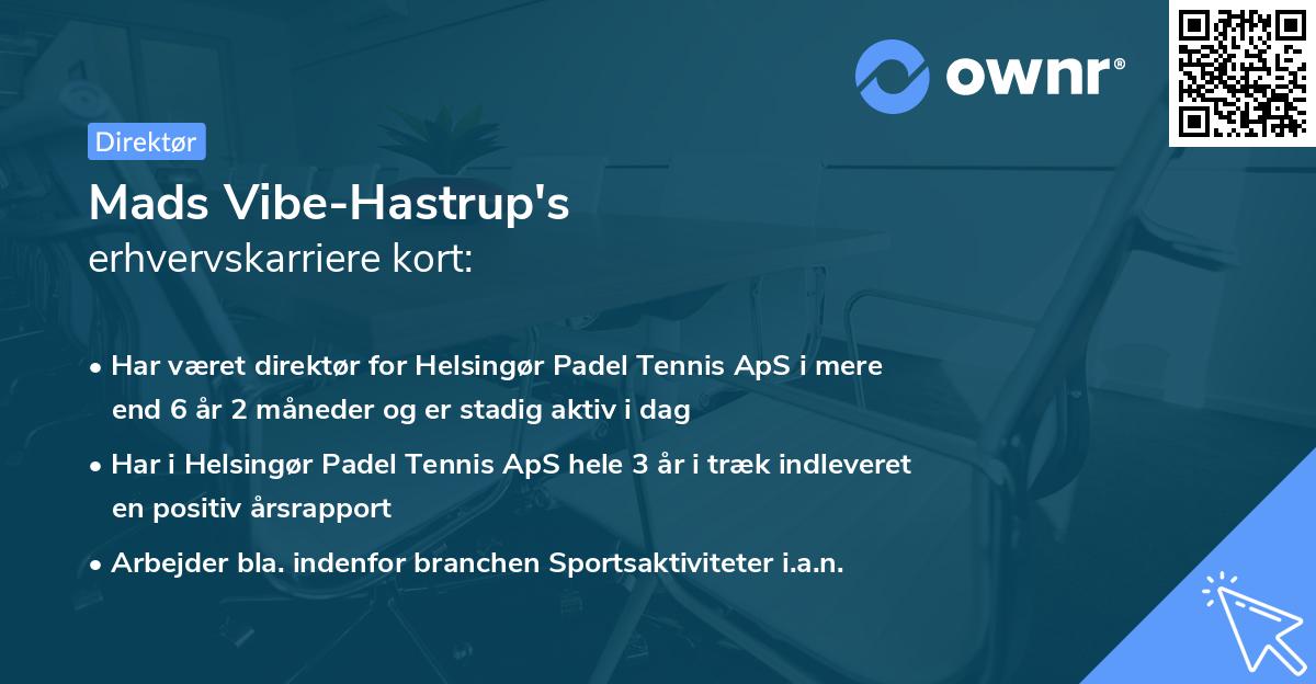 Mads Vibe-Hastrup's erhvervskarriere kort