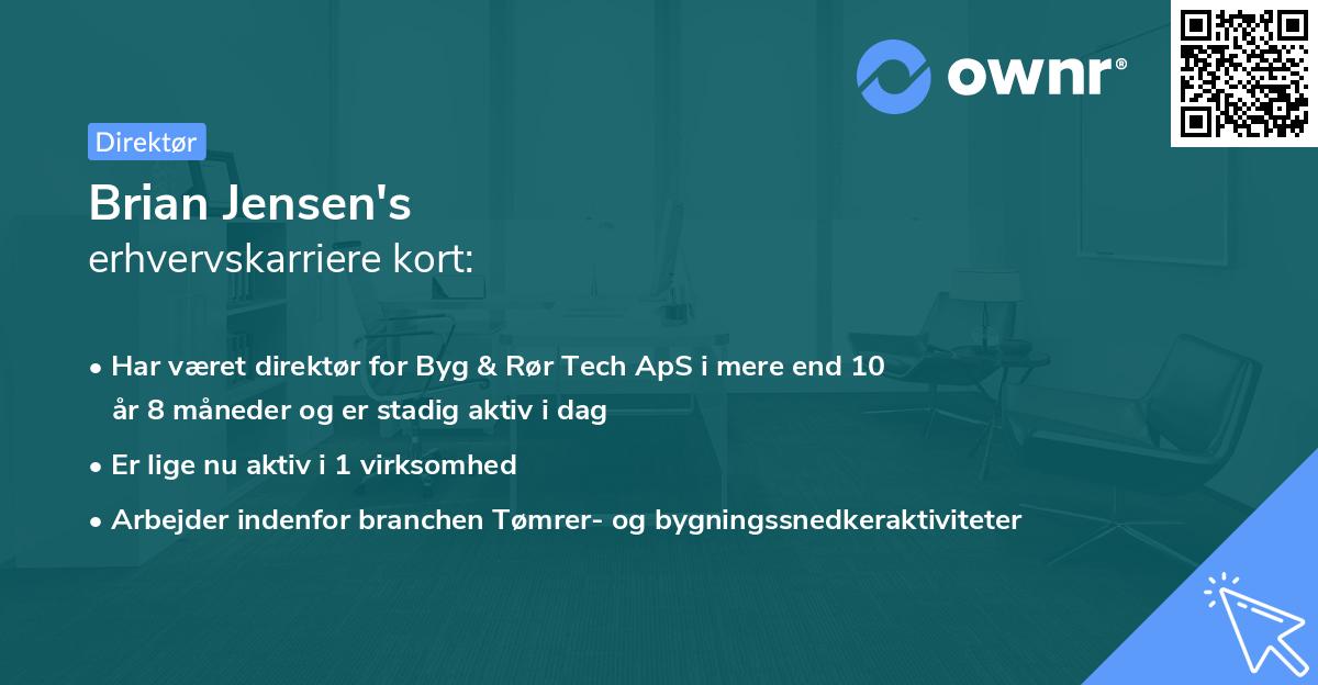 Brian Jensen's erhvervskarriere kort