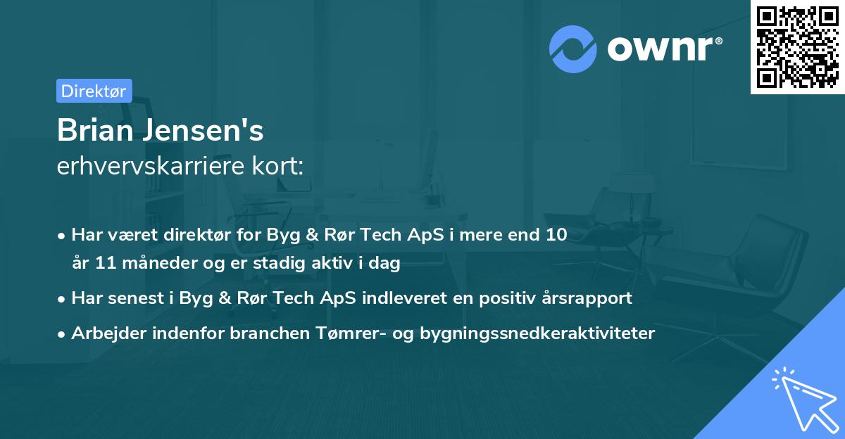 Brian Jensen's erhvervskarriere kort
