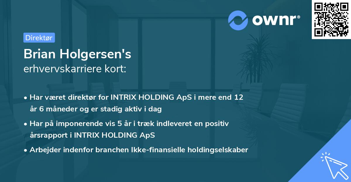 Brian Holgersen's erhvervskarriere kort