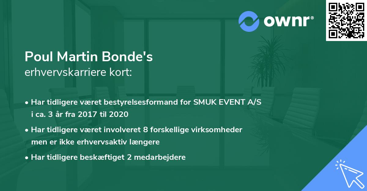 Poul Martin Bonde's erhvervskarriere kort