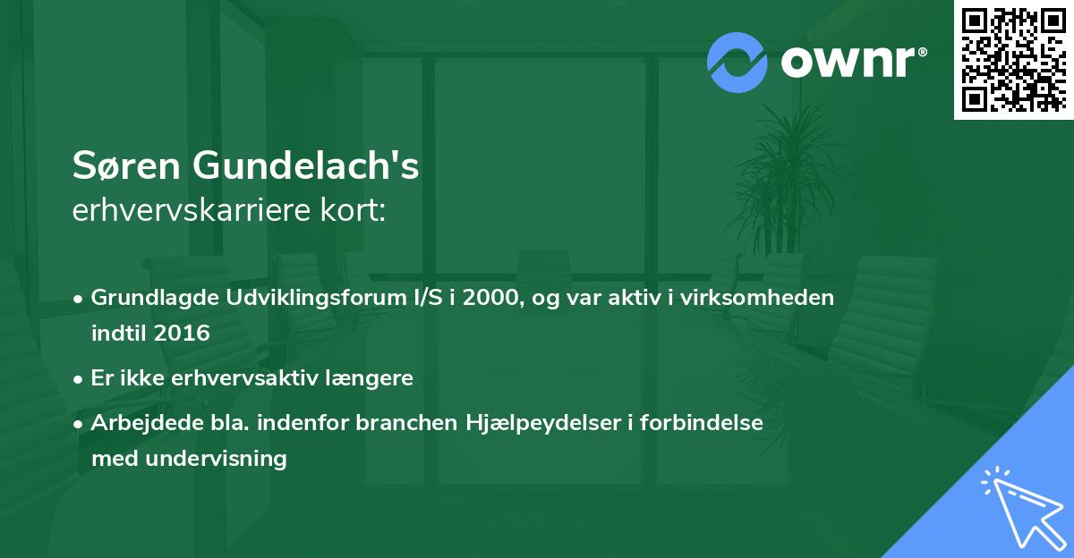 Søren Gundelach's erhvervskarriere kort