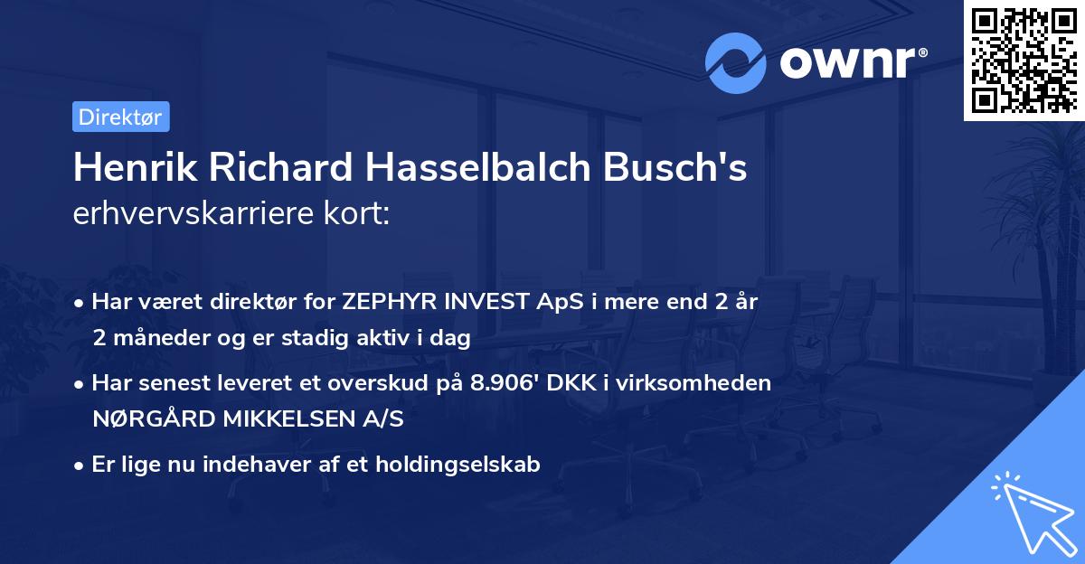 Henrik Richard Hasselbalch Busch's erhvervskarriere kort