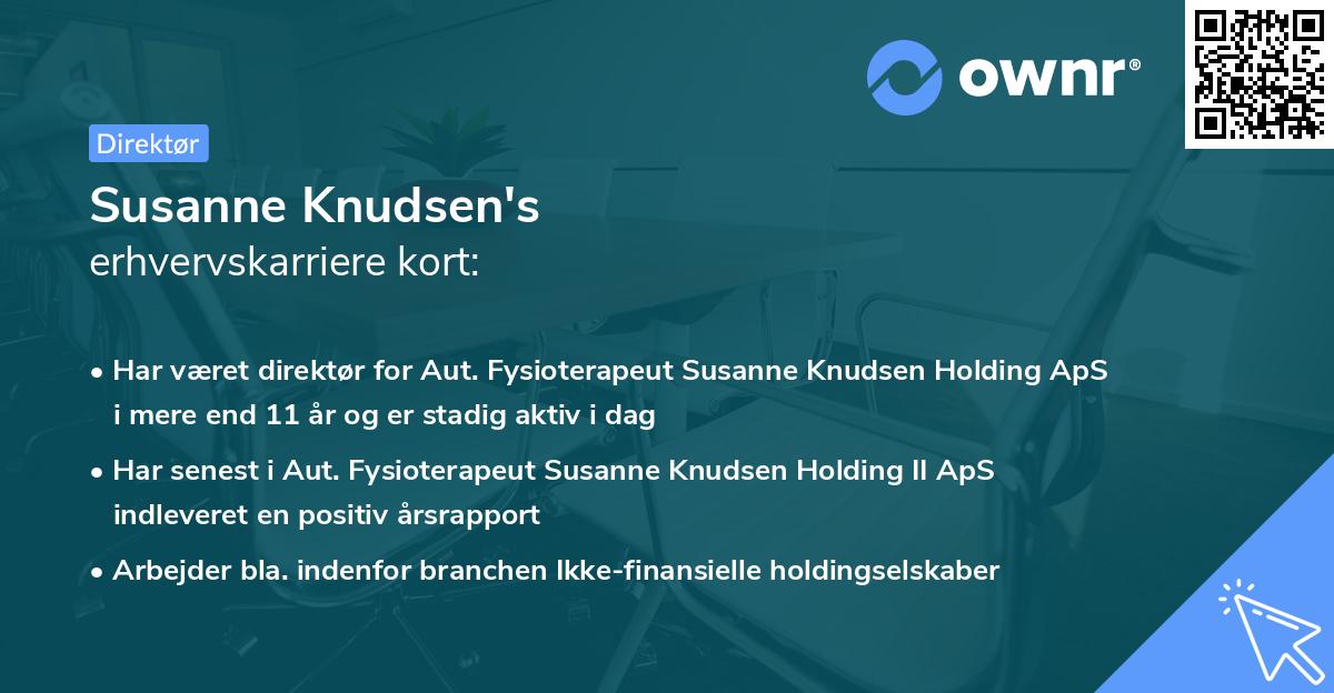 Susanne Knudsen's erhvervskarriere kort