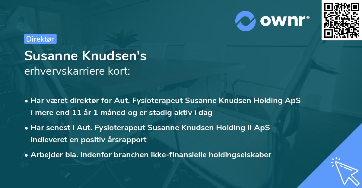 Susanne Knudsen's erhvervskarriere kort