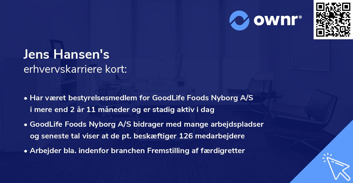 Jens Hansen's erhvervskarriere kort