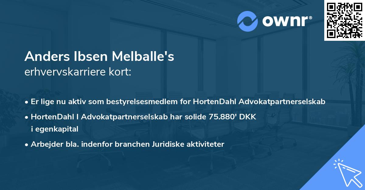 Anders Ibsen Melballe's erhvervskarriere kort