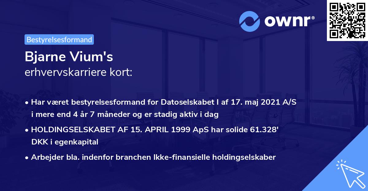 Bjarne Vium's erhvervskarriere kort