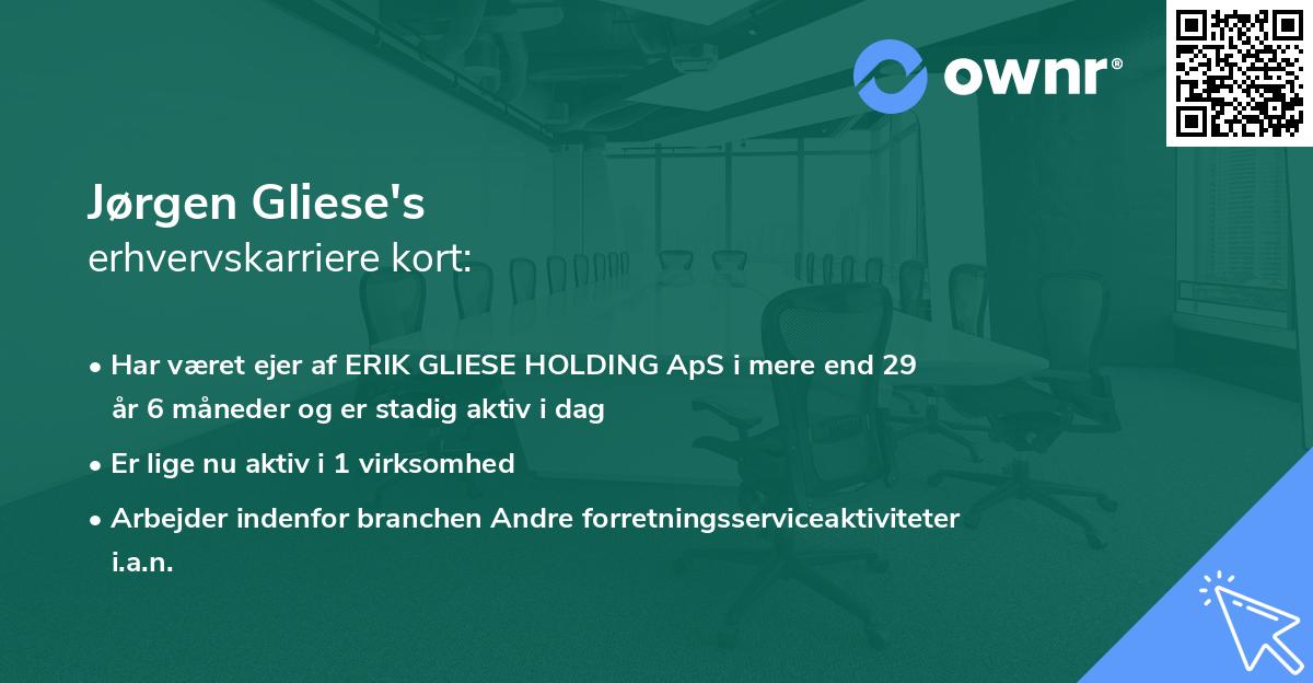 Jørgen Gliese's erhvervskarriere kort
