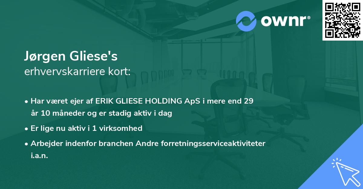 Jørgen Gliese's erhvervskarriere kort