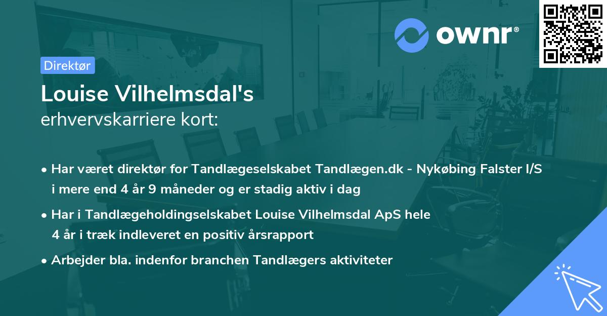 Louise Vilhelmsdal's erhvervskarriere kort