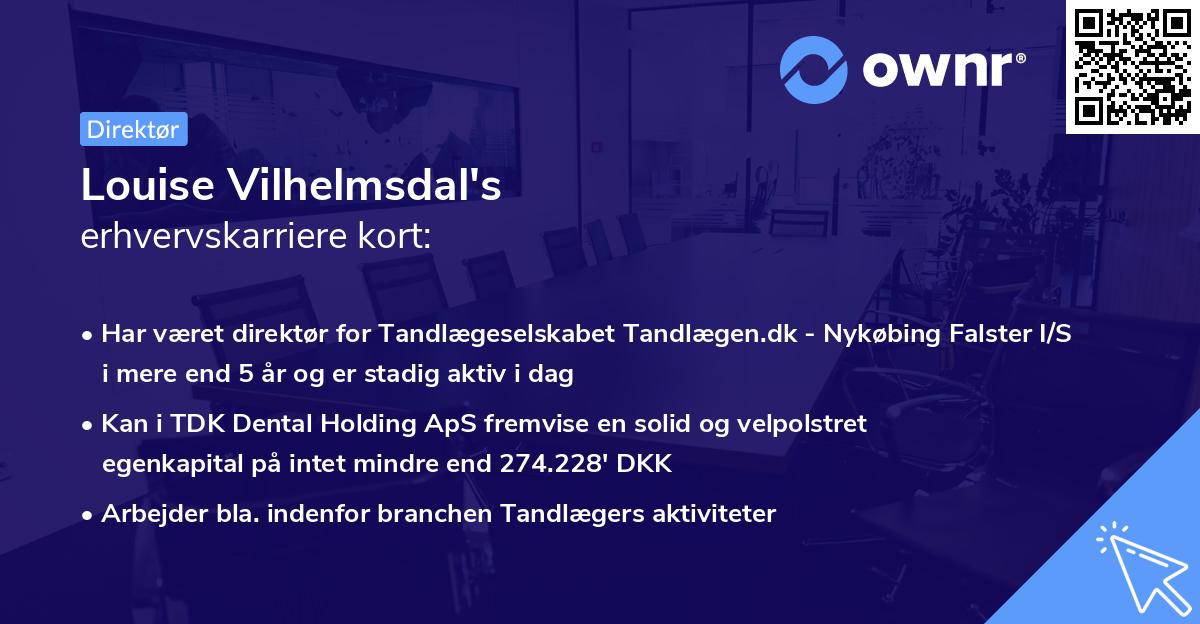 Louise Vilhelmsdal's erhvervskarriere kort