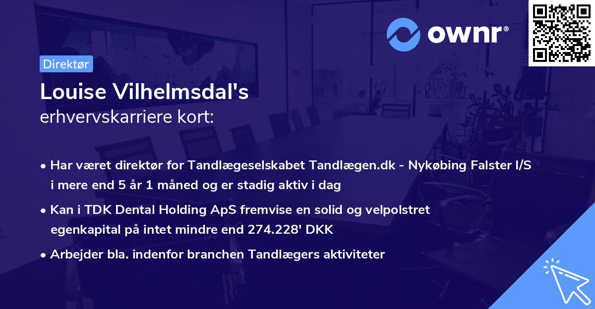 Louise Vilhelmsdal's erhvervskarriere kort