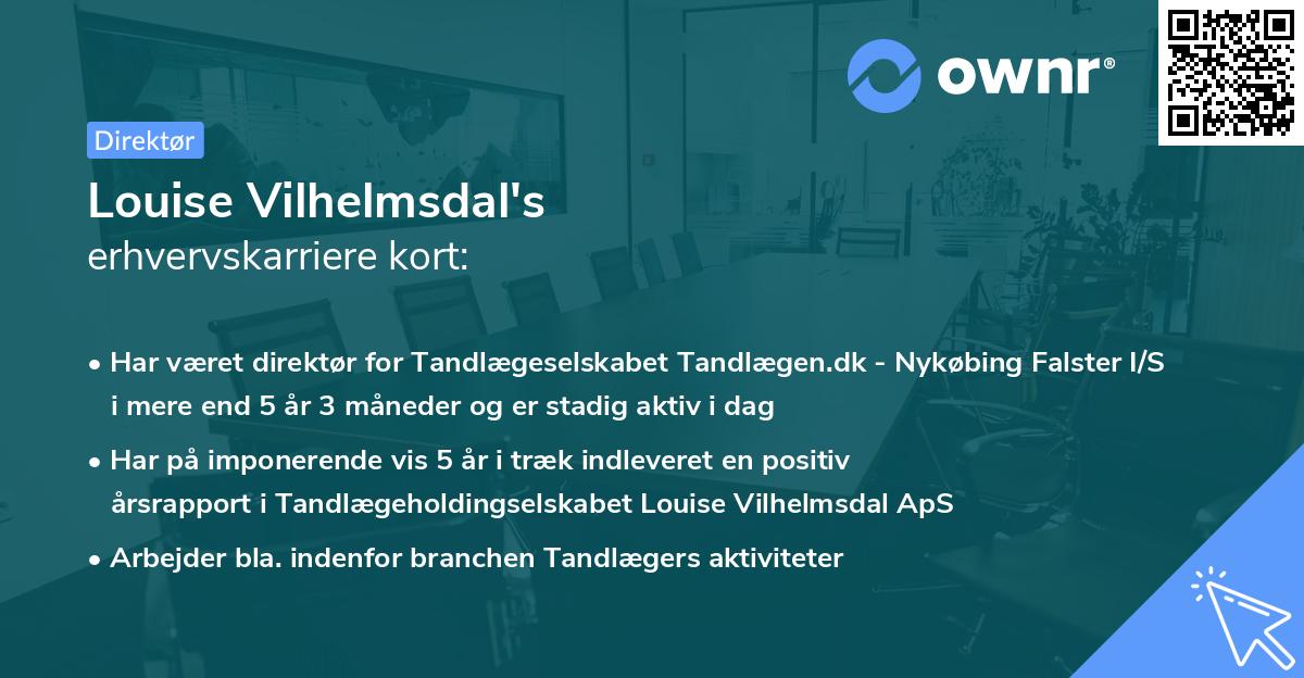 Louise Vilhelmsdal's erhvervskarriere kort