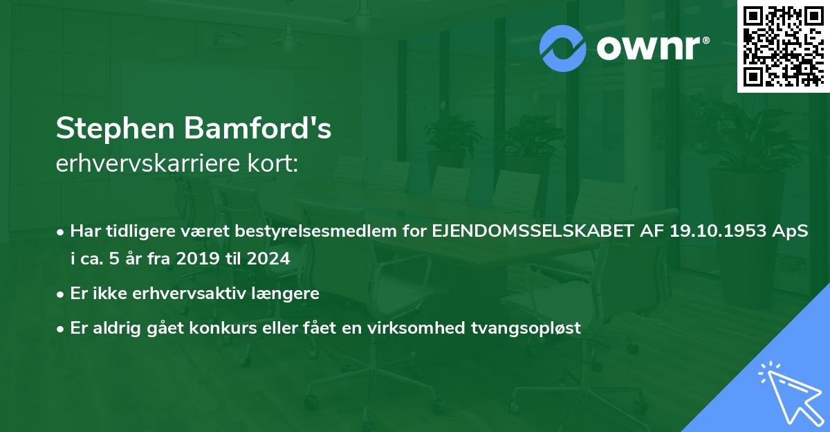 Stephen Bamford's erhvervskarriere kort