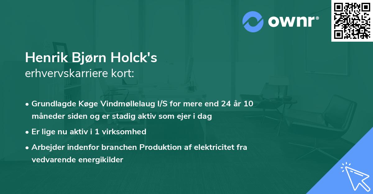 Henrik Bjørn Holck's erhvervskarriere kort