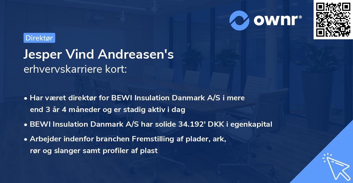 Jesper Vind Andreasen's erhvervskarriere kort