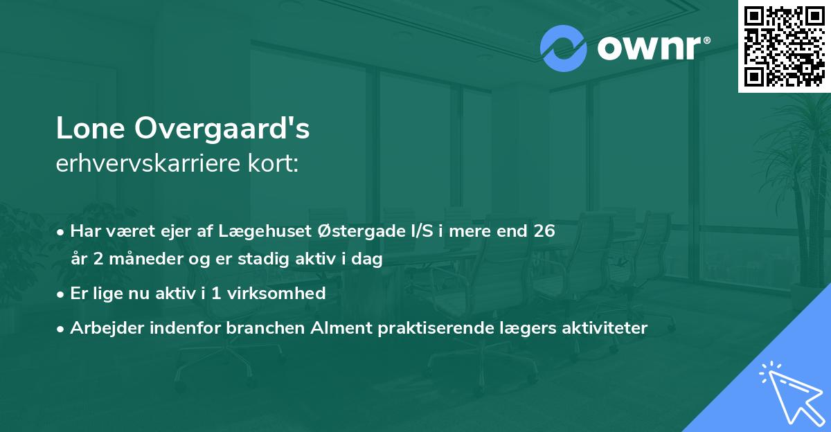 Lone Overgaard's erhvervskarriere kort