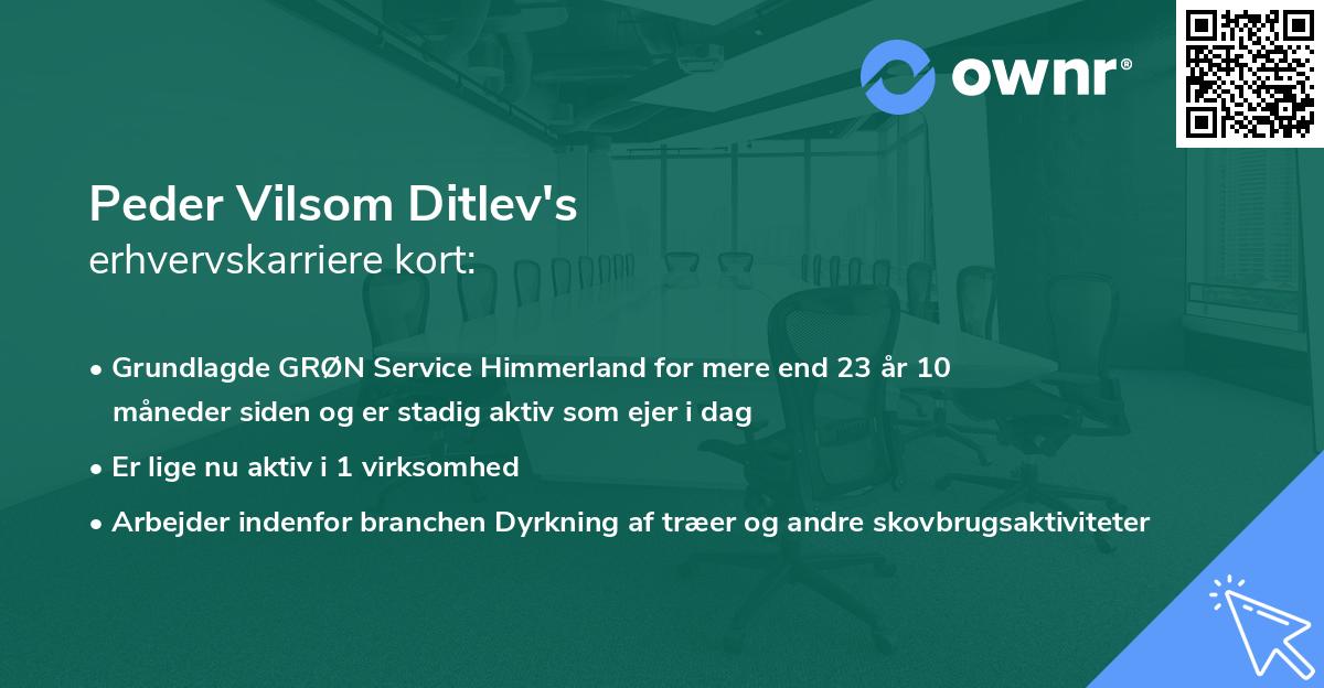 Peder Vilsom Ditlev's erhvervskarriere kort