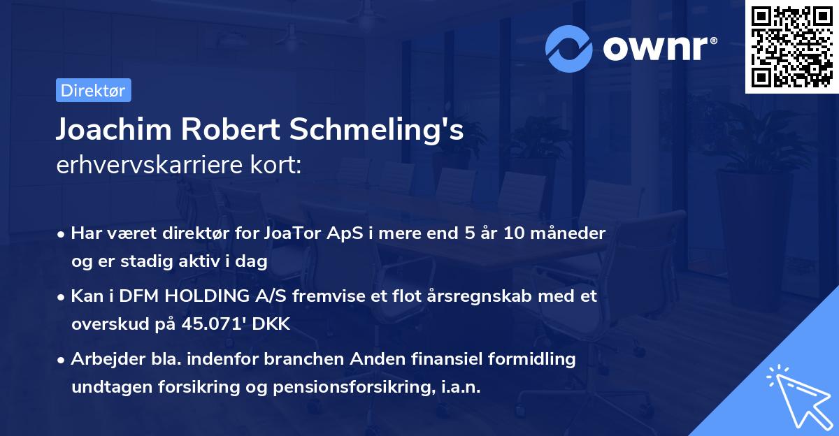 Joachim Robert Schmeling's erhvervskarriere kort