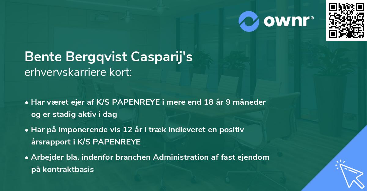 Bente Bergqvist Casparij's erhvervskarriere kort
