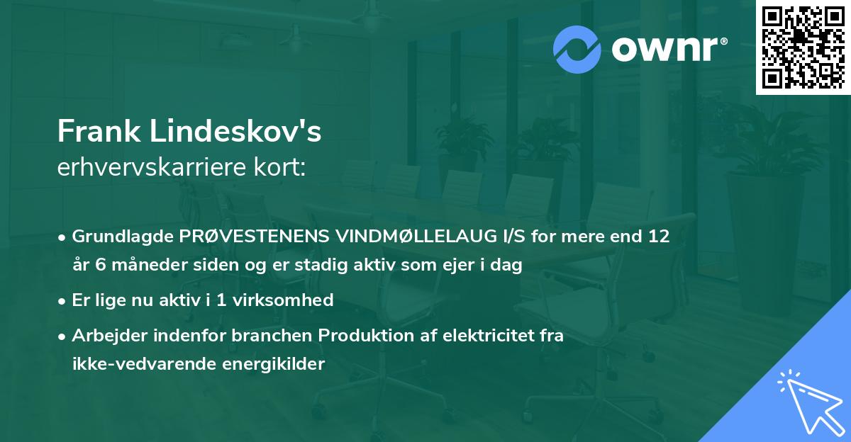 Frank Lindeskov's erhvervskarriere kort