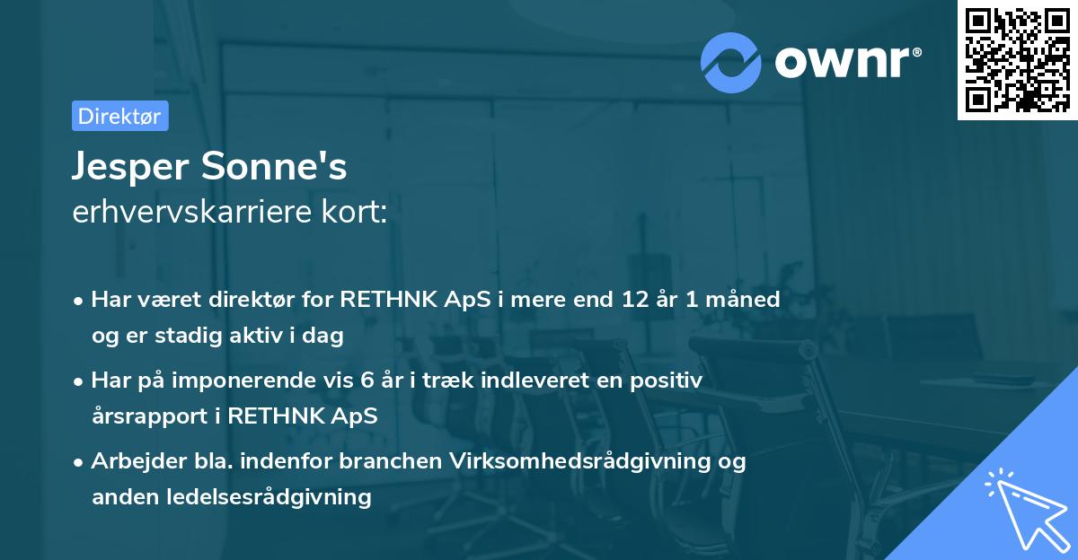 Jesper Sonne's erhvervskarriere kort