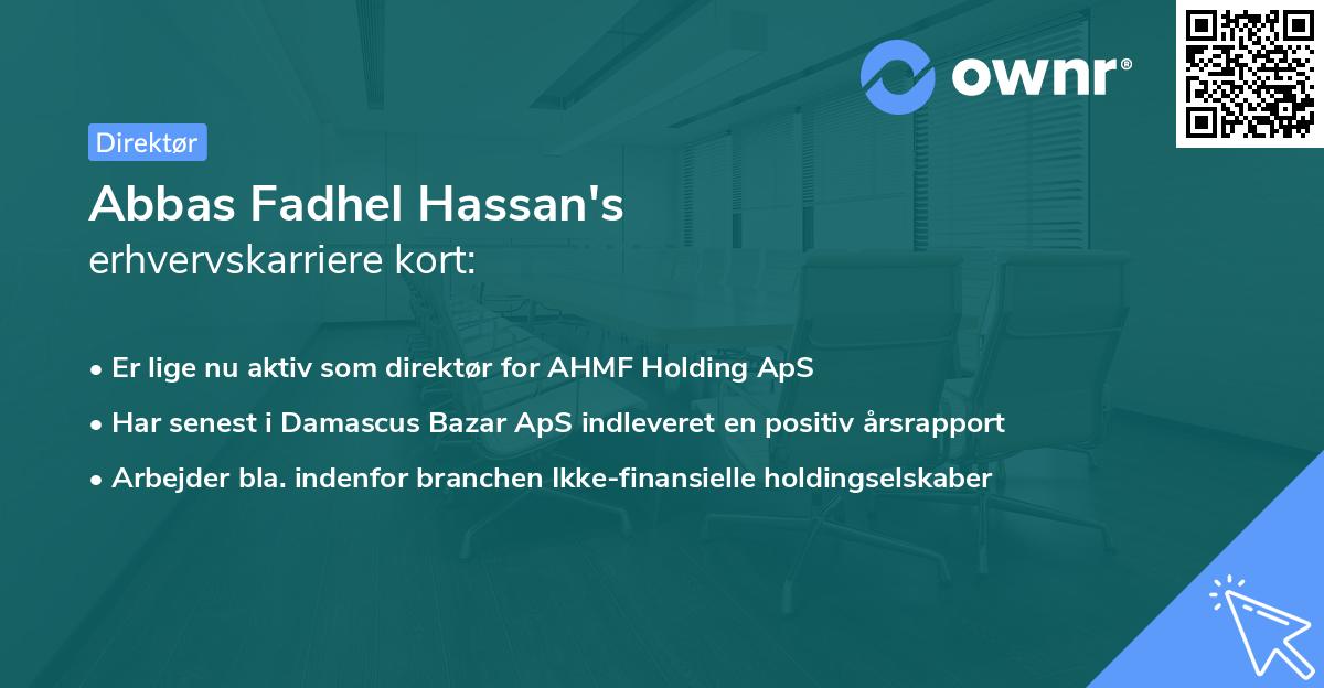 Abbas Fadhel Hassan's erhvervskarriere kort